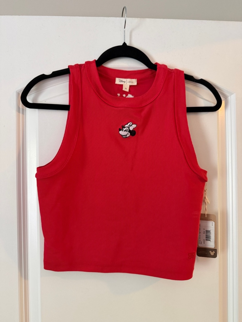 Disney Red Ribbed Minnie Mouse Cropped Tank